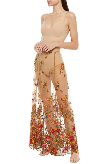 I.D. SARRIERI Embroidered tulle slip skirt
