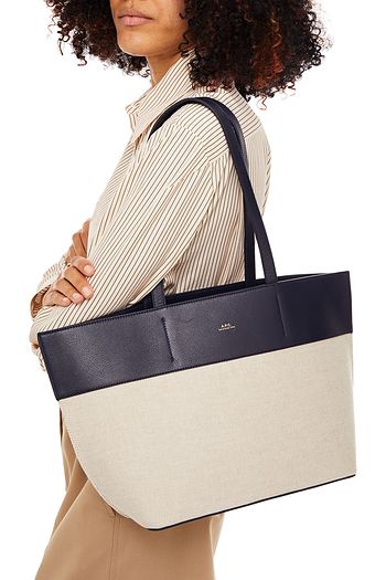 A.P.C. Totally small paneled canvas and pebbled-leather tote