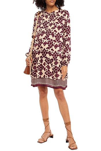 CECILIE COPENHAGEN Gisela gathered printed satin dress