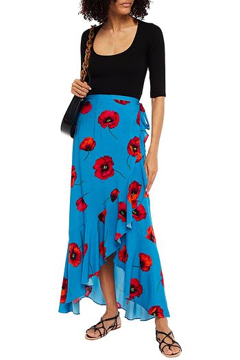 CECILIE COPENHAGEN Vivi asymmetric floral-print cady maxi wrap skirt