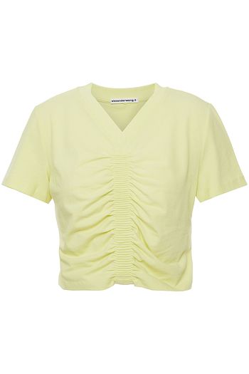 ALEXANDERWANG.T Cropped ruched cotton-jersey top