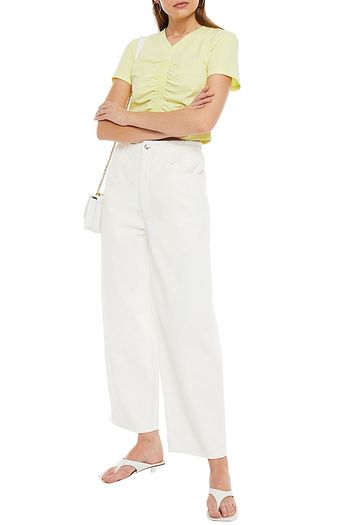 ALEXANDERWANG.T Cropped ruched cotton-jersey top