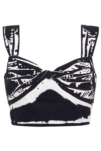 PRADA Cropped Oberteil aus Baumwolle mit Print und Twist-Detail an der Vorderseite