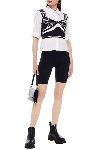 PRADA Cropped Oberteil aus Baumwolle mit Print und Twist-Detail an der Vorderseite
