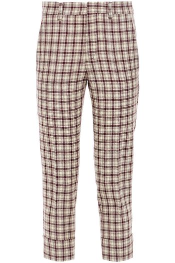 MIU MIU Cropped checked wool slim-leg pants