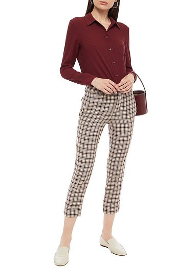 MIU MIU Cropped checked wool slim-leg pants