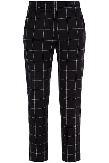 PIAZZA SEMPIONE Cropped checked wool-blend slim-leg pants