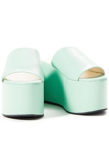 SIMON MILLER Blackout leather platform wedge sandals