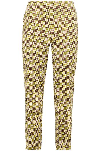 PRADA Cropped checked wool-blend gabardine tapered pants