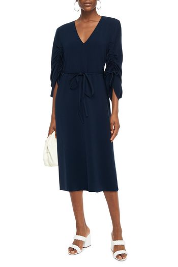 TIBI Belted stretch-crepe midi dress