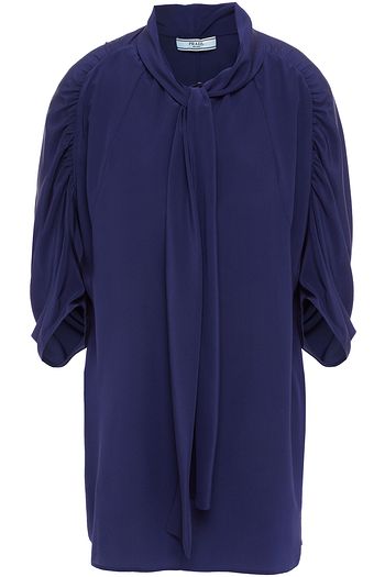 PRADA Geraffte Bluse aus Crêpe de Chine aus Seide mit Bindedetail