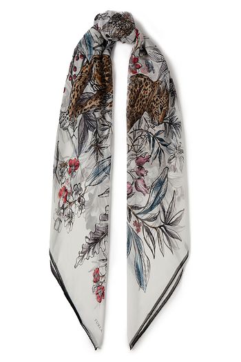 FURLA Corona Carré printed silk-chiffon scarf
