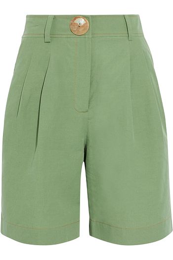 REJINA PYO Renee pleated cotton and linen-blend shorts