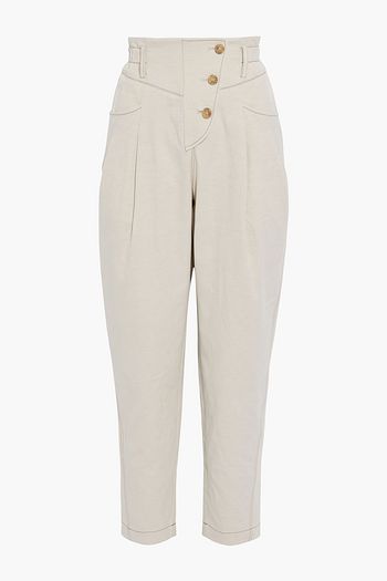REJINA PYO Larissa cropped cotton and linen-blend tapered pants