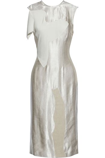 REJINA PYO Cutout appliquéd metallic linen-blend midi dress