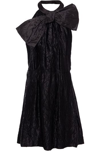 MIU MIU Taffeta-paneled bow-detailed silk-satin halterneck mini dress