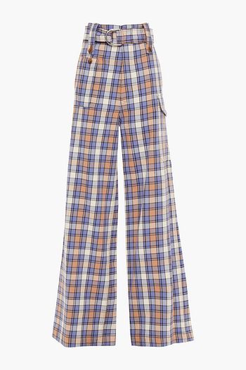 MIU MIU Checked cotton-gabardine wide-leg pants