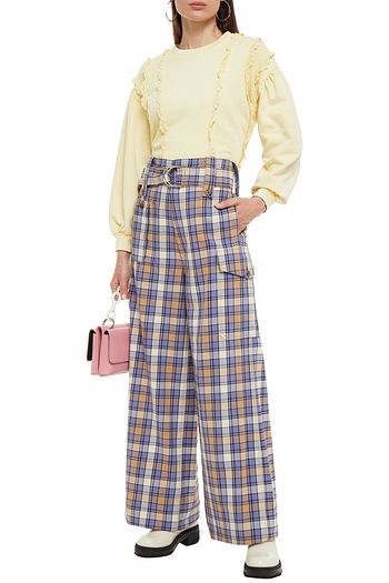 MIU MIU Checked cotton-gabardine wide-leg pants