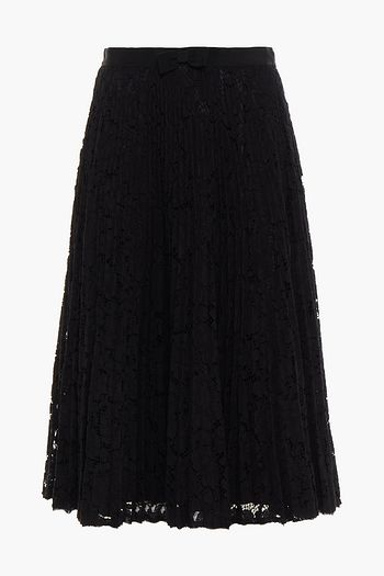MIU MIU Embellished pleated cotton-blend corded lace skirt