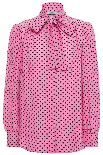 PRADA Schluppenbluse aus Crêpe de Chine aus Seide mit Polka-Dots