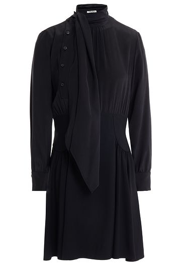MIU MIU Cady-paneled washed silk crepe de chine mini dress
