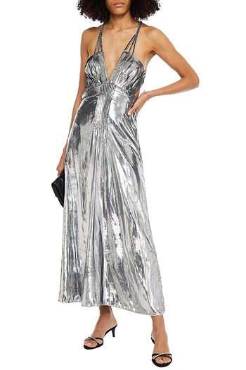 MIU MIU Metallic velvet maxi dress