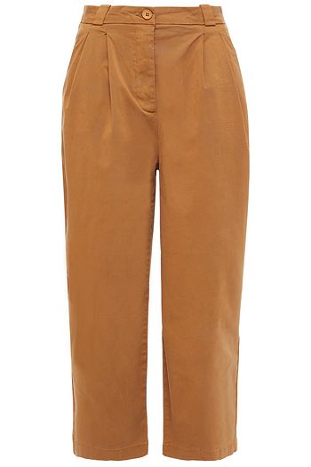 AMERICAN VINTAGE Cropped pleated cotton-blend twill straight-leg pants