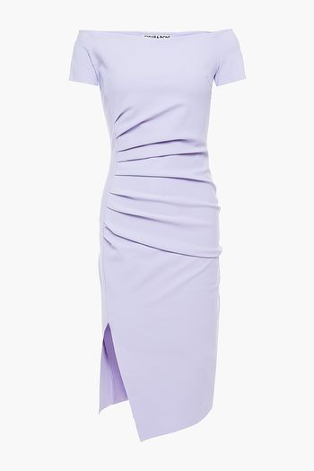 CHIARA BONI LA PETITE ROBE Devis off-the-shoulder ruched scuba dress