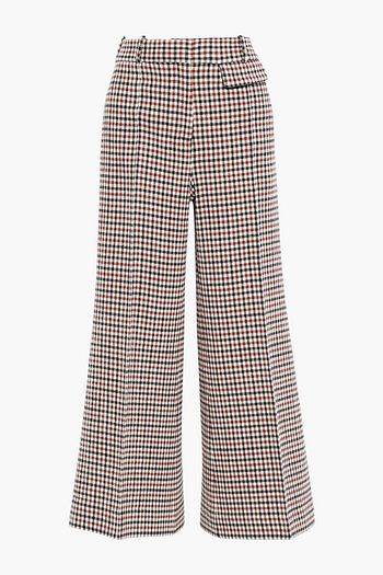 KHAITE Andreea cropped gingham wool-blend wide-leg pants