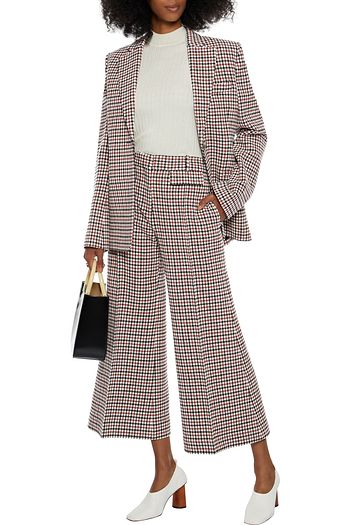 KHAITE Andreea cropped gingham wool-blend wide-leg pants