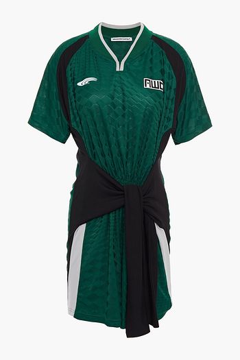 ALEXANDERWANG.T Tie-front mesh-paneled appliquéd jacquard-knit mini dress