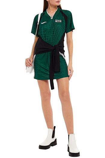 ALEXANDERWANG.T Tie-front mesh-paneled appliquéd jacquard-knit mini dress