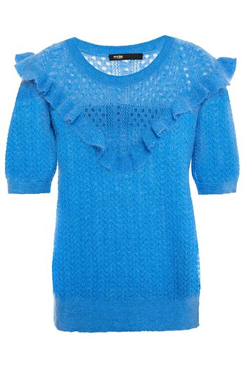 MAJE Ruffled pointelle-knit top
