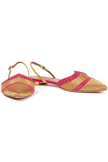 AQUAZZURA Nairobi flache Slingback-Schuhe mit spitzer Kappe aus Veloursleder mit Verzierung