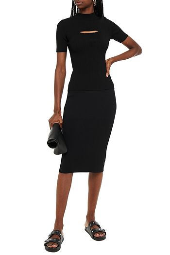 MAJE Cutout ribbed-knit top