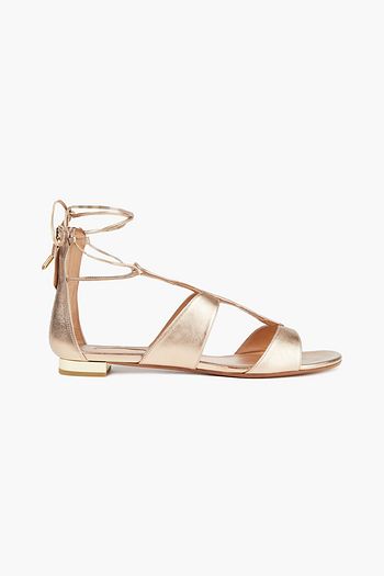 AQUAZZURA Flirt Sandalen aus Metallic-Leder
