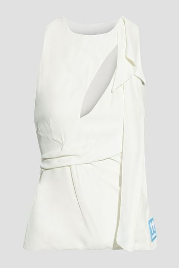 OFF-WHITE™ Cutout draped appliquéd crepe top