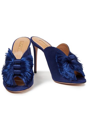 AQUAZZURA Lotus Blossom 105 Mules aus Veloursleder mit Fransen