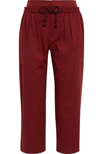 SEE BY CHLOÉ Cropped gathered cotton-blend twill straight-leg pants