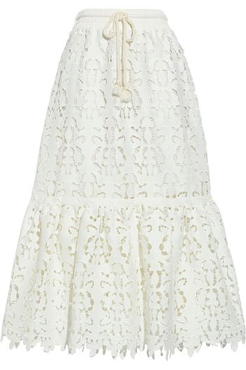 SEE BY CHLOÉ Fluted broderie anglaise gauze midi skirt