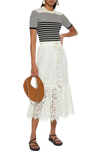 SEE BY CHLOÉ Fluted broderie anglaise gauze midi skirt