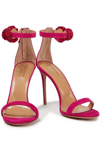 AQUAZZURA Desert Rose 105 floral-appliquéd suede sandals
