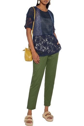 SEE BY CHLOÉ Corded and guipure lace-paneled broderie anglaise cotton top