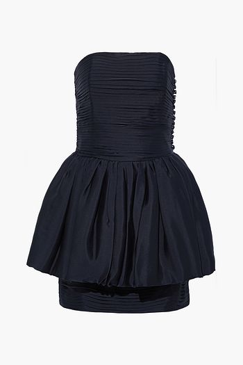 ALEXANDRE VAUTHIER Strapless button-embellished pleated silk-faille mini dress