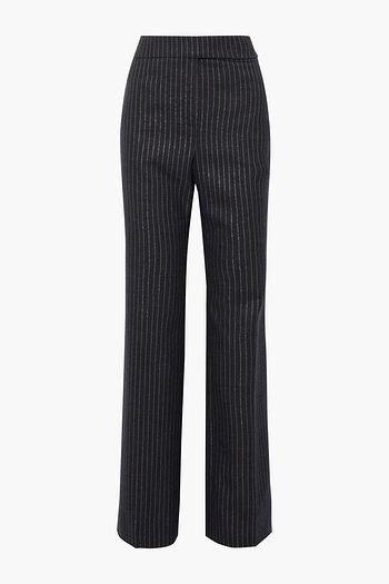 ALEXANDRE VAUTHIER Metallic pinstriped wool-blend felt straight-leg pants