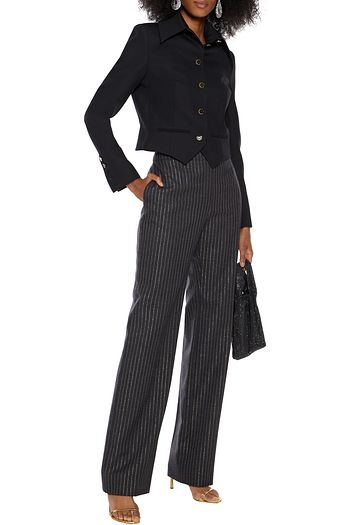 ALEXANDRE VAUTHIER Metallic pinstriped wool-blend felt straight-leg pants
