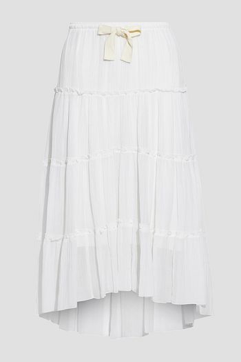 SEE BY CHLOÉ Tiered cotton and silk-blend crepon midi skirt