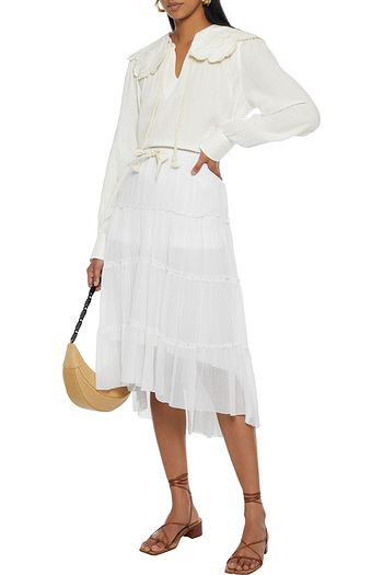 SEE BY CHLOÉ Tiered cotton and silk-blend crepon midi skirt