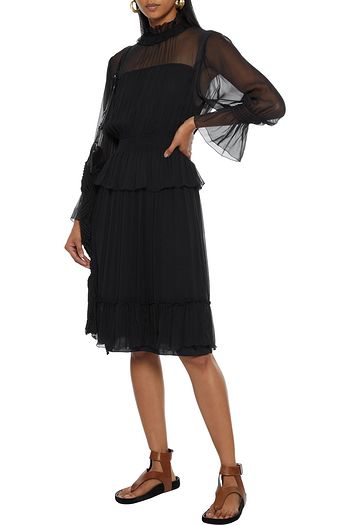 SEE BY CHLOÉ Shirred silk-georgette peplum dress