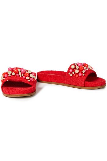 AQUAZZURA Bon Bon Pantoletten aus Frottee mit Verzierung